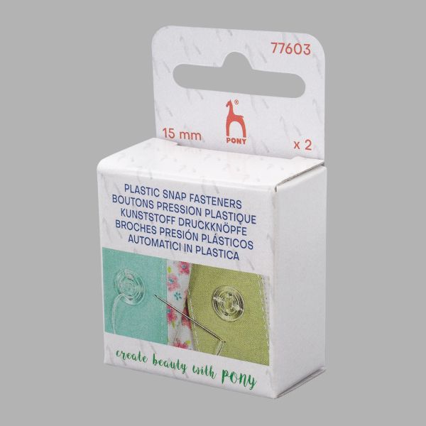 Кнопки пришивные пластик 15 мм, прозрачный, 2 шт, Pony, 77603