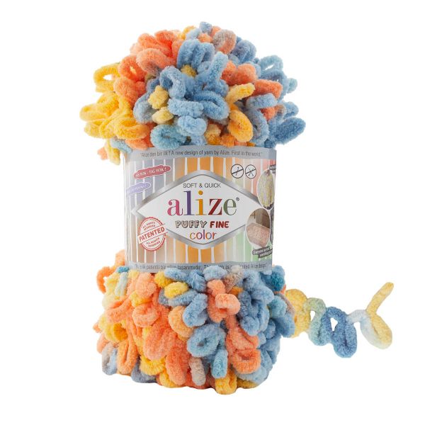 Пряжа Alize (Ализе) Puffy Fine Color / уп.5 мот. по 100 г, 14,5м, 6314