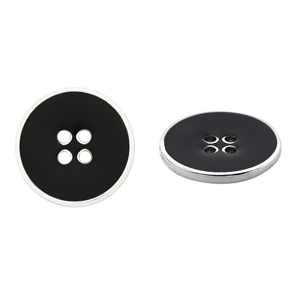 Пуговицы 4 прокола 28L (18мм), пластик (Black/S черный с серебром), RBz-93, 36 шт