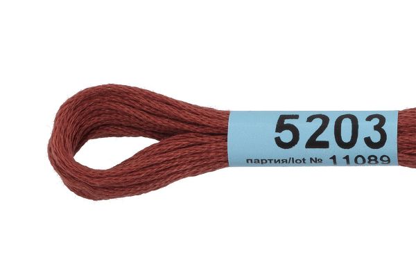 Мулине Gamma 100% хлопок, цв.5203 коричнево-красный, 24 мотка по 8 метров