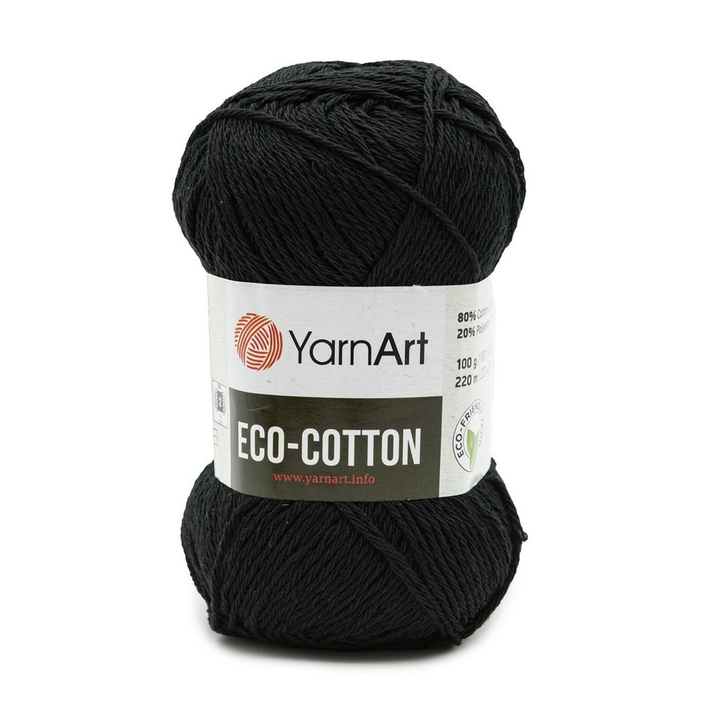 Пряжа YarnArt (ЯрнАрт) Eco Cotton / уп.5 мот. по 100 г, 220м, 761 черный