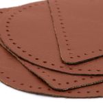 Набор заплаток пришивных из кожи, круг, квадрат, треугольник, овал 8см, с перфорацией, 4 шт (02 светло-коричневый), 9743