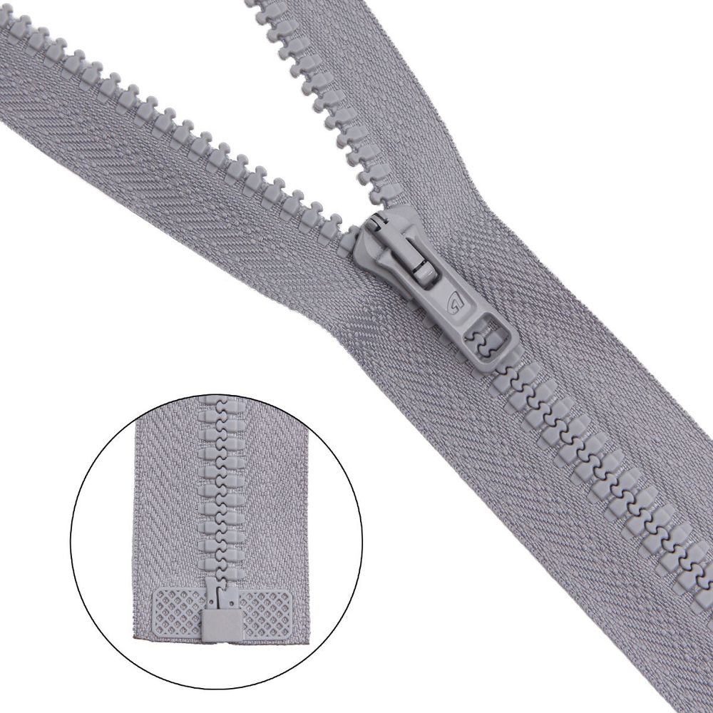 Молния трактор Arta Т6 (6 мм) 1 зам., разъем., 65 см, цв. 079 св.серый, уп.5 шт