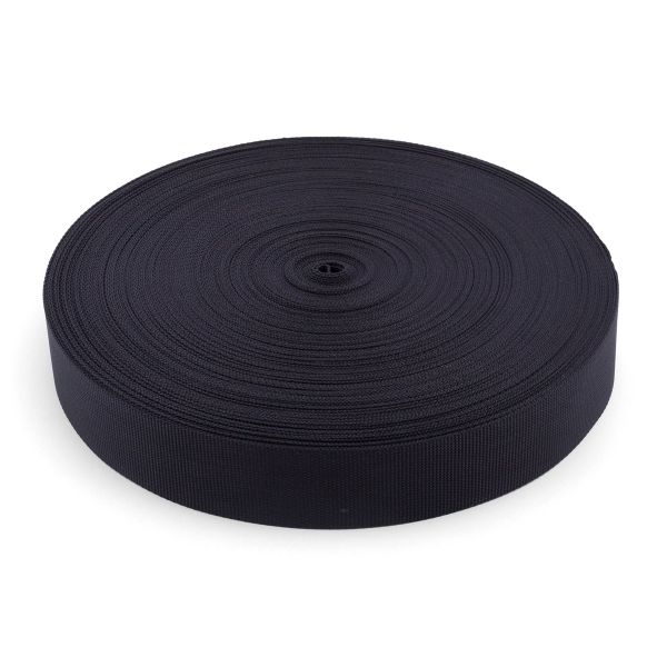 Стропа (ременная лента) 40 мм / 50 метров, толщ. 1.0 мм, [26.3 г/пог.м], 100% п/э, 005 черный