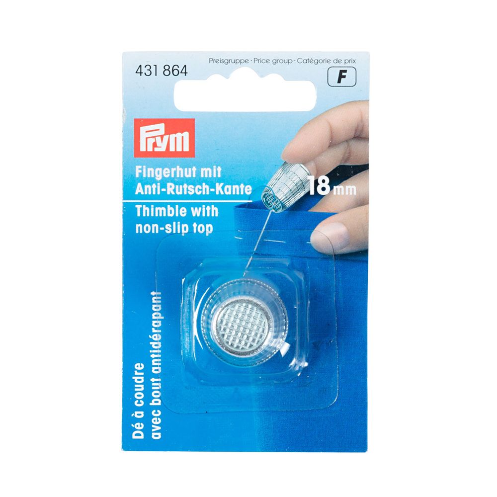 Напёрсток с кантом против скольжения, цинк, хром. покр, 18, 0мм, Prym