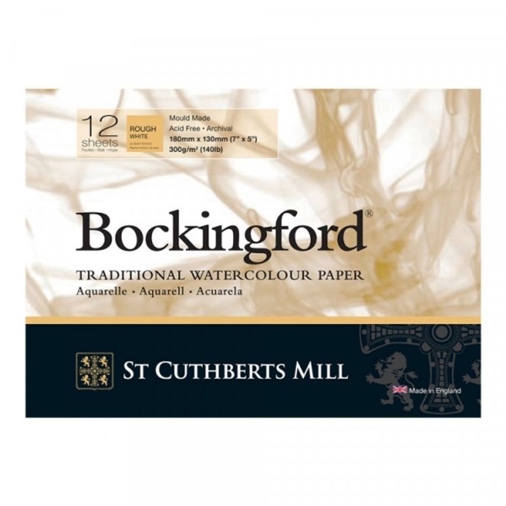 Альбом для акварели Bockingford Rough 300 г/м², 13х18 см, склейка с одной стороны 12 л, крупнозернистая, St. Cuthberts Mill T47430001011A
