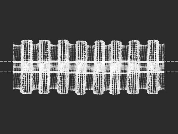 Лента (тесьма) шторная: сборка параллельная (1:6) 25 мм / 50 метров, Беларусь, прозрачный, Gamma 05с3286