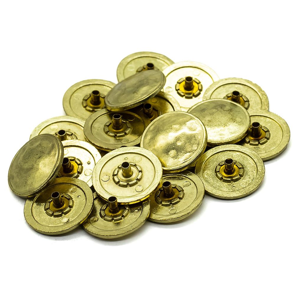 Часть кнопки Альфа (S-образная) ⌀22 мм (A-часть), 5/22 золото мет. мятая, 20 шт