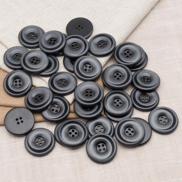 Пуговицы 4 прокола 46L=30 мм, пластик (имитация дерева), col.A темно-серый, 36 шт, CN2821