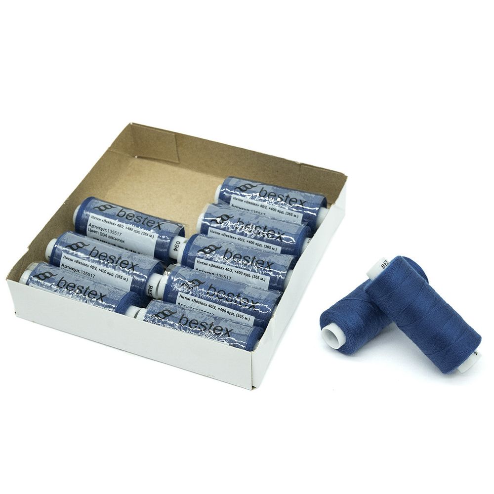Нитки швейные бытовые Bestex 40/2, 365 м (400 ярд) / 10 кат., 094 василек
