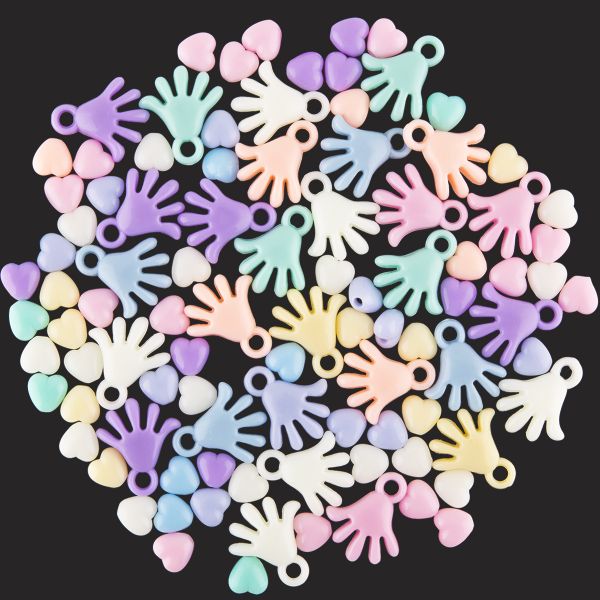 Набор с бисером и бусами для рукоделия ассорти 250 г (10х25 г), №03 ладошки/сердечки, Hobbius DFM-25