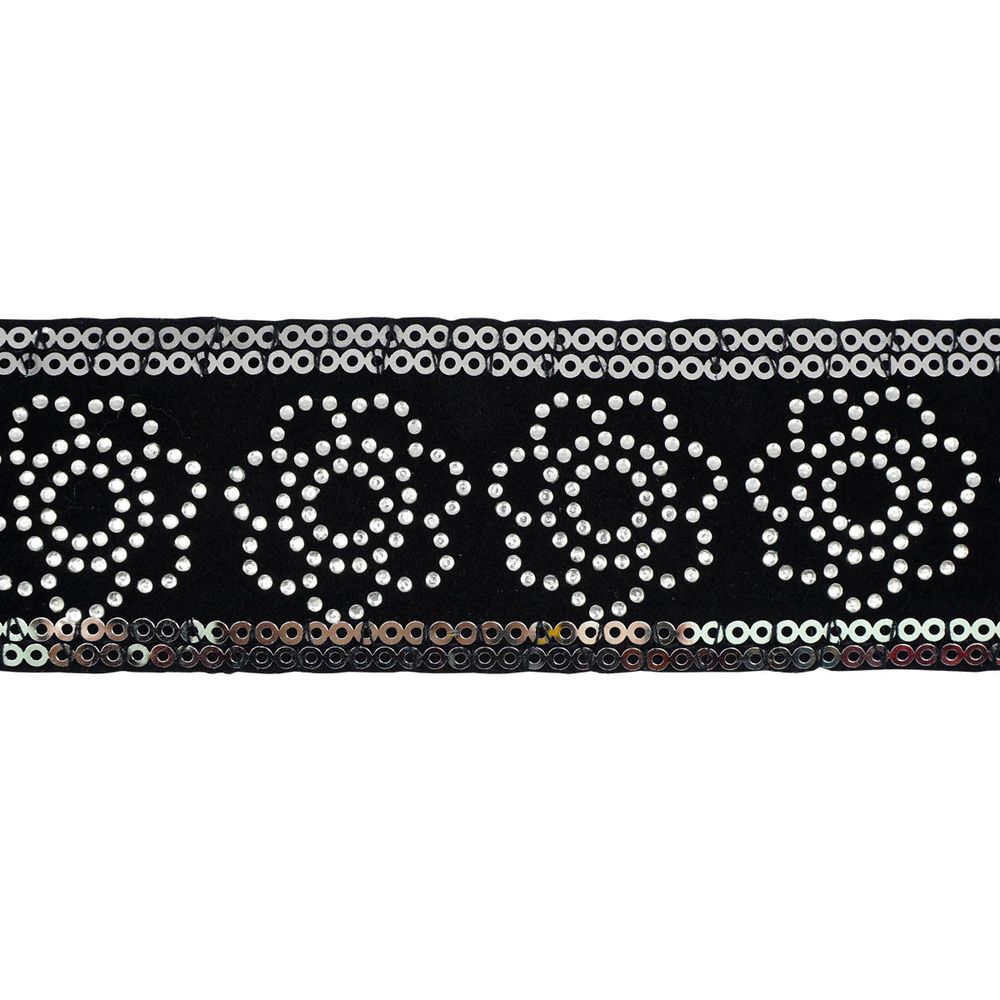 Тесьма отделочная с пайетками и стразами, 4,3см / 10м, 0402-7741