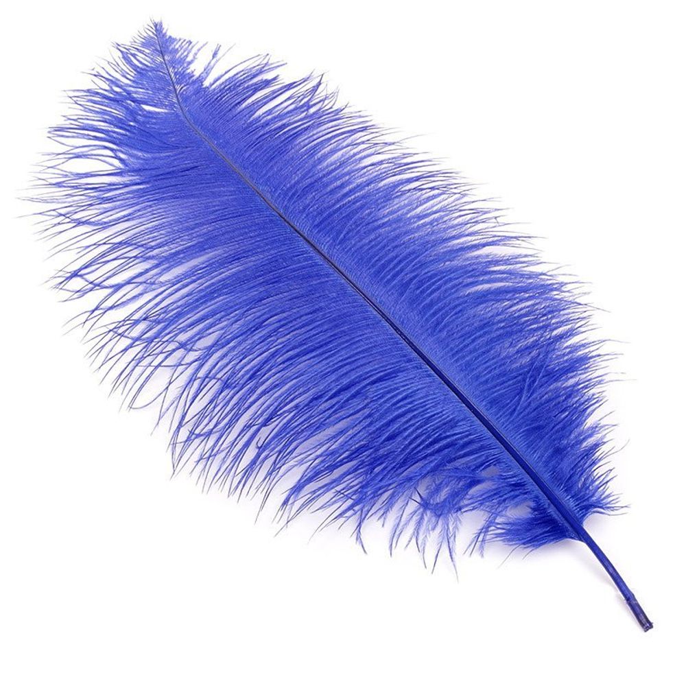 Перья страуса декоративные 40-45 см синий, уп.5 шт