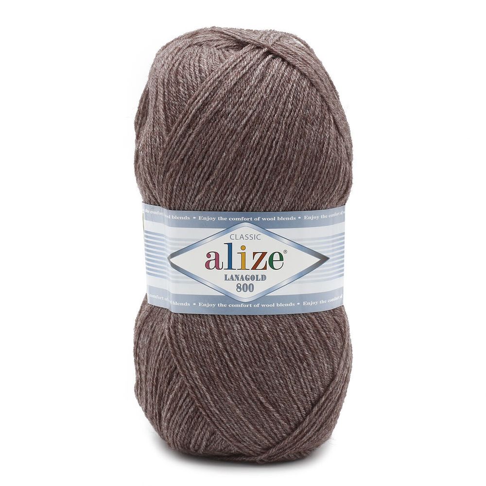 Пряжа Alize (Ализе) Lana Gold 800 / уп.5 мот. по 100 г, 800м, 240 светло-коричневый меланж A