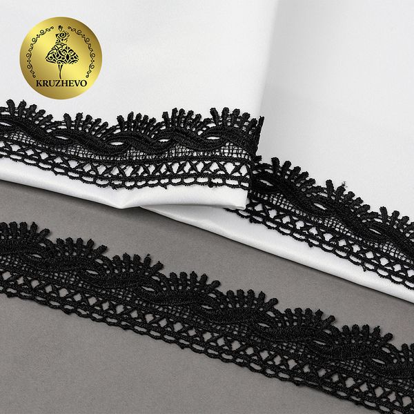 Кружево гипюр (плетёное) 40 мм, TR.16GB2005, 2 черный, 9м, Kruzhevo