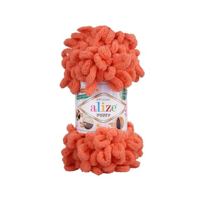 Пряжа Alize (Ализе) Puffy / уп.5 мот. по 100 г, 9м, 619 коралловый A