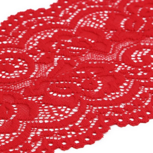 Кружево эластичное (стрейч) 100 мм / 3 метра, C820 красный