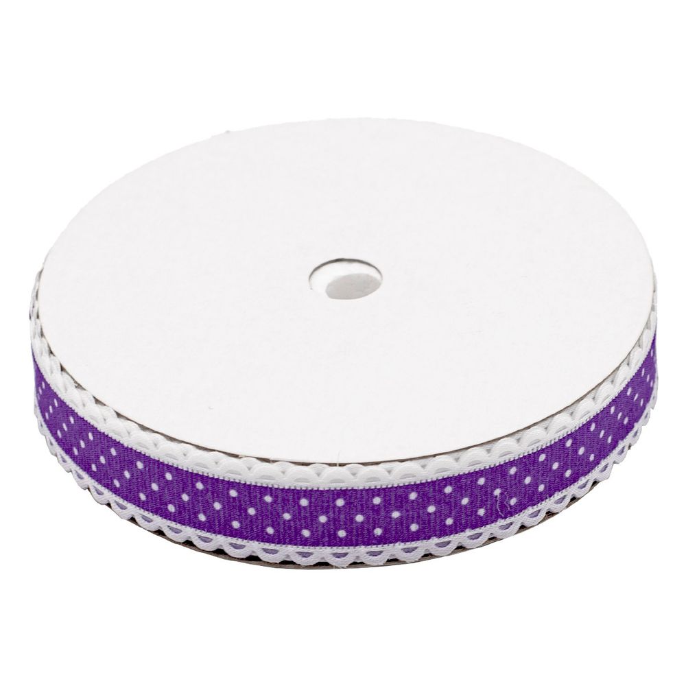 Лента декоративная Горох, 20.0 мм / 25±1 метров, (08 фиолетовый/белый), YH97