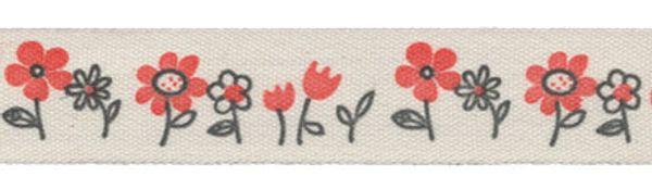 Лента хлопок с рисунком 16.0 мм / 5 шт по 3 метра, F5/113/065 Цветы, CLP-162 Gamma