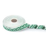 Лента (тесьма) жаккардовая 24.0 мм / 25±1 метров, Орнамент для северных народов, рис 8621 белый-зеленый, Gamma С3772