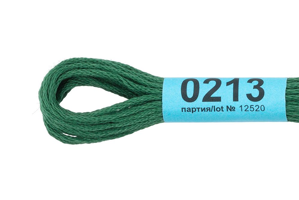 Мулине Gamma 100% хлопок, цв.0213 т.зеленый, 24 мотка по 8 метров