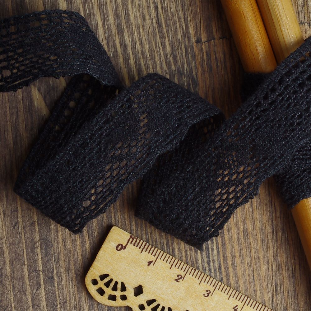 Кружево вязаное (тесьма) 20 мм, цв.черный, уп. 9.14 м, Kruzhevo Кружево вязаное (тесьма) 20 мм, цв.черный, уп. 9.14 м, Kruzhevo