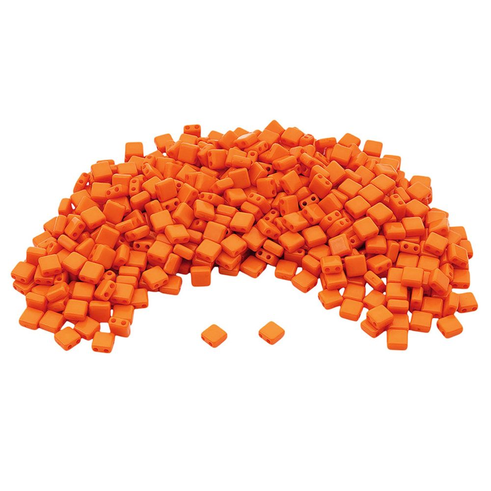 Бусины пластик 6х6х3 мм, 50 г, с двойным отверстием, плоский квадрат, 4 оранжевый, Astra&Craft 7429