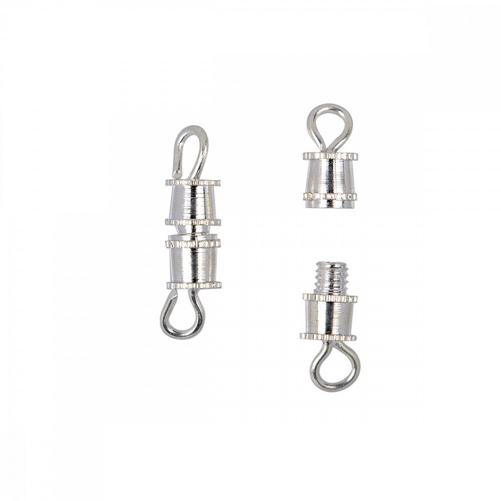 Замок винтовой для бус арт.MH.11193-2 цв.серебро 12х4мм уп.50 шт