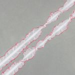 Резинка декоративная с рюшем 18.0 мм / 25 метров, белый/красный, Blitz DT-07
