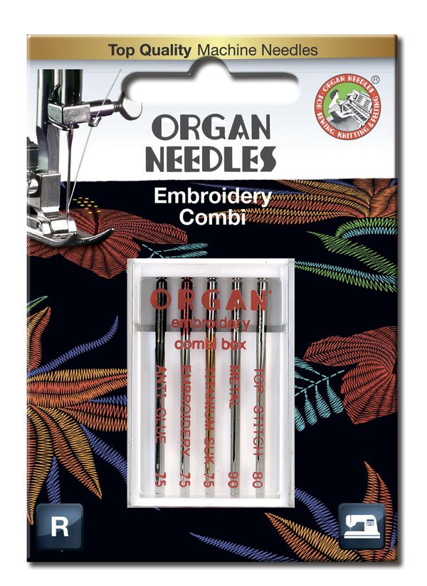 Иглы для швейных машин для вышивки 130/705 H, №75-90, COMBI, 5 игл, 5118000BL, ORGAN