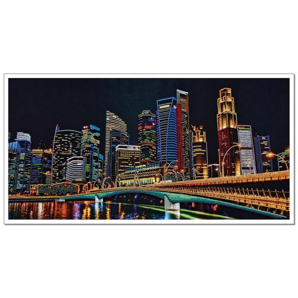 Набор для вышивания нитками Нова Слобода, Ночной город 30х60 см