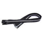 Молния трактор Arta Т5 (5 мм) 1 зам., разъем., 80 см, Decor, разъем., цв. 2076 -F цв. 077 черный / 991 алюминий, уп.5 шт