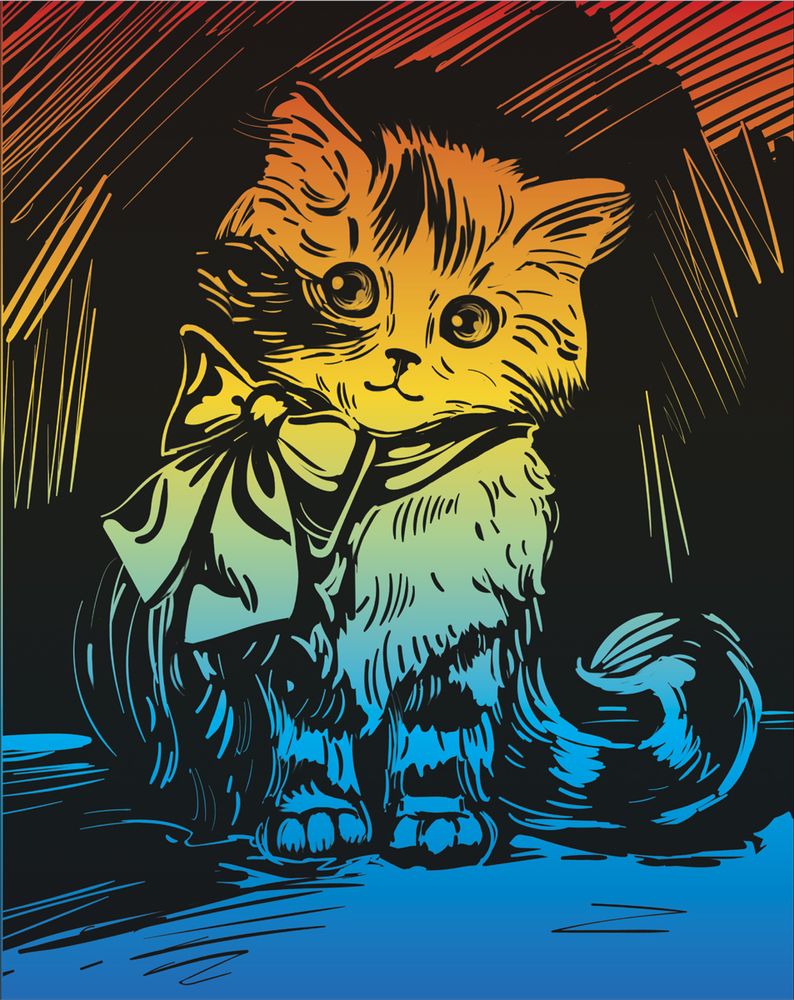 Набор для творчества Гравюра 20х25.5 см, №45 Котенок с бантом (мульти), Hobbius SGHK