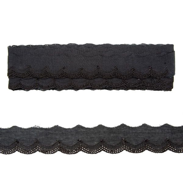 Кружево шитьё 32 мм, 0570-1182 100% п/э, черный, 13.71 м