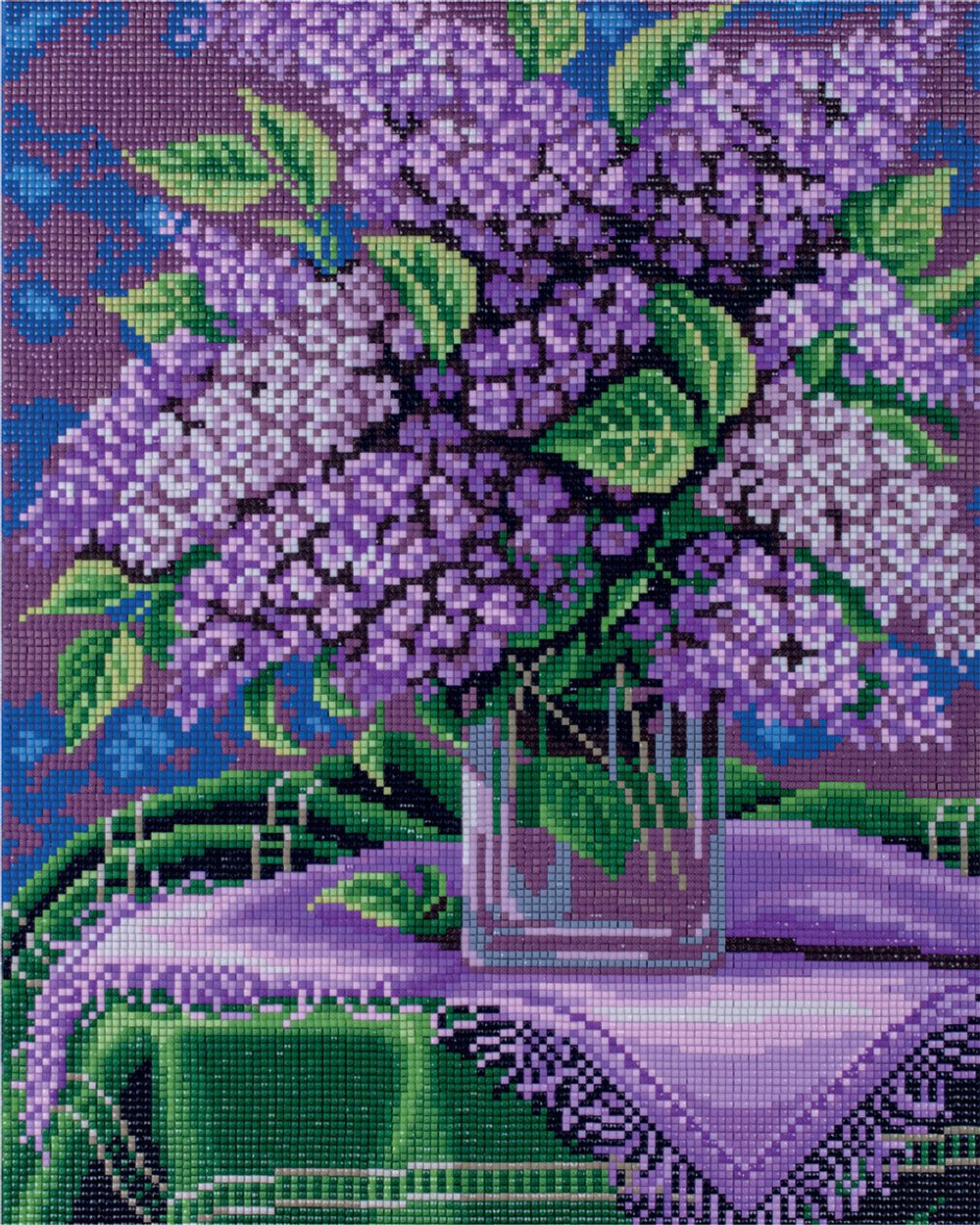 Алмазная (кристальная) мозаика Фрея, Ваза с сиренью 30х40 см