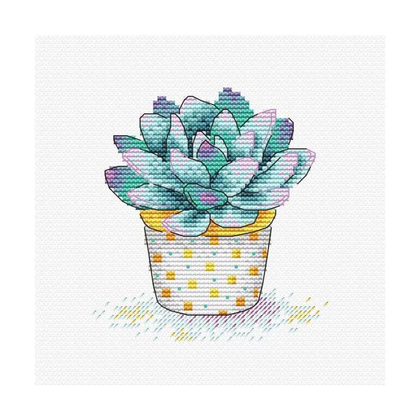 Набор для вышивания нитками МП Студия, Прелесть суккулента 11х11см
