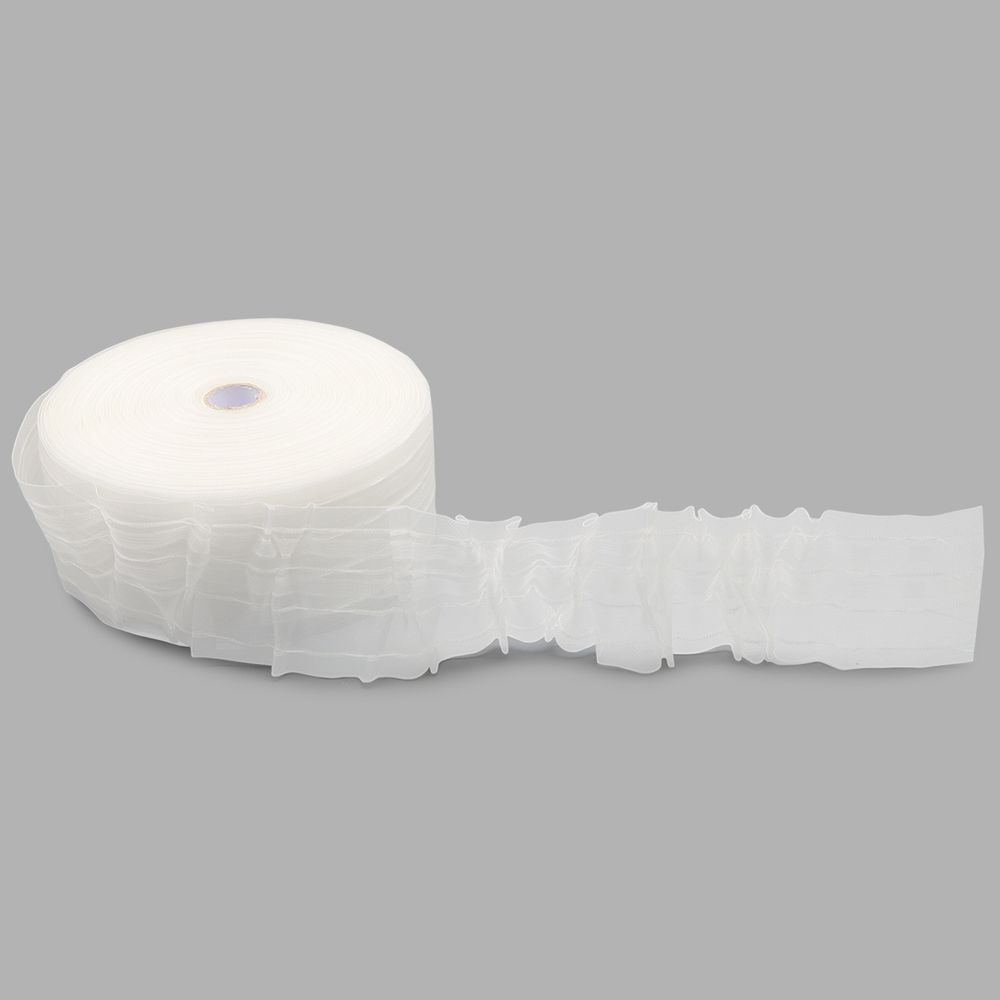 Лента (тесьма) шторная: сборка вафельная (1:3) 80 мм / 50 метров, (2 ряда петель, 4 шнура), C809M прозрачный