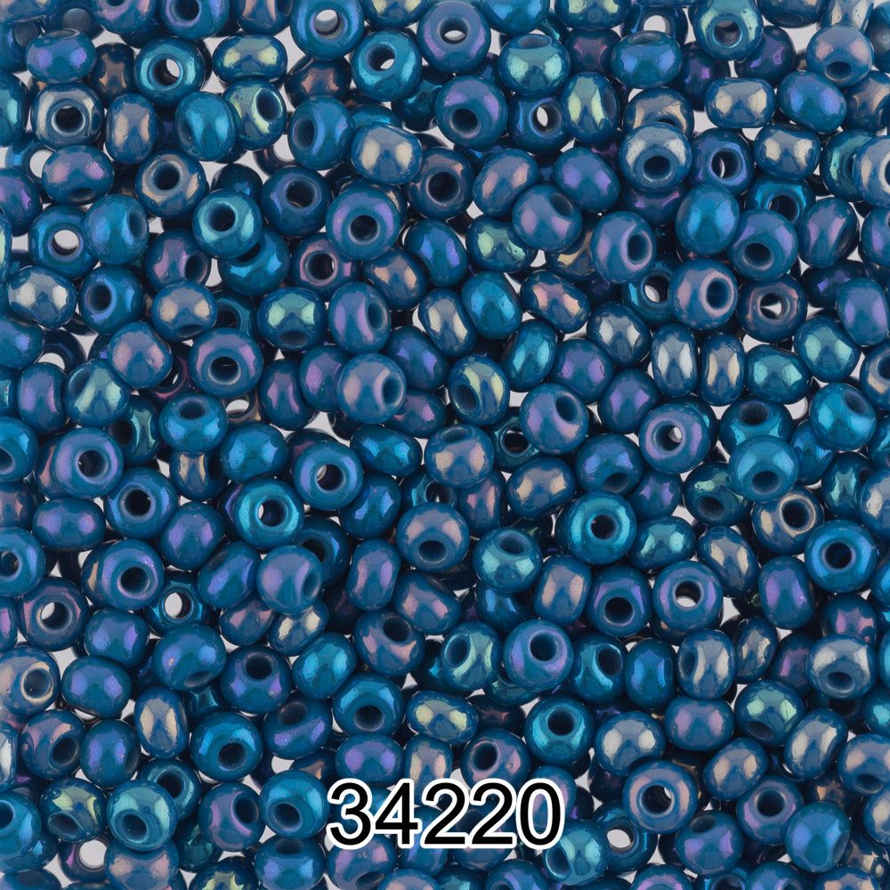 Бисер Preciosa 10/0 (2.3 мм), 500 г, 34220 (Ф028) голубой/меланж