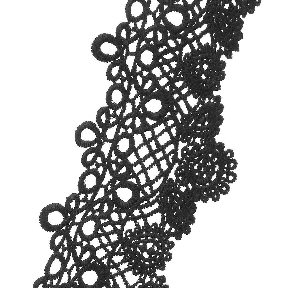 Кружево гипюр (плетёное) 95 мм / 9.14 метров, матовое, C580 черный