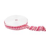 Лента (тесьма) жаккардовая 24.0 мм / 25 метров, Орнамент для северных народов, рис 9674 белый/малиновый, Gamma С3772