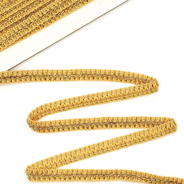 Тесьма Шанель плетеная 8 мм, 0384-0017 цв.золото уп.9м