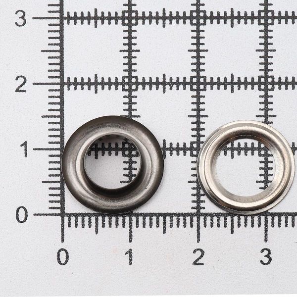 Люверсы металл ⌀7.3 мм (внутр.), h=5.4 мм, внешн. ⌀15.0 мм, №5, сталь, чер.никель, 100 шт, New Star