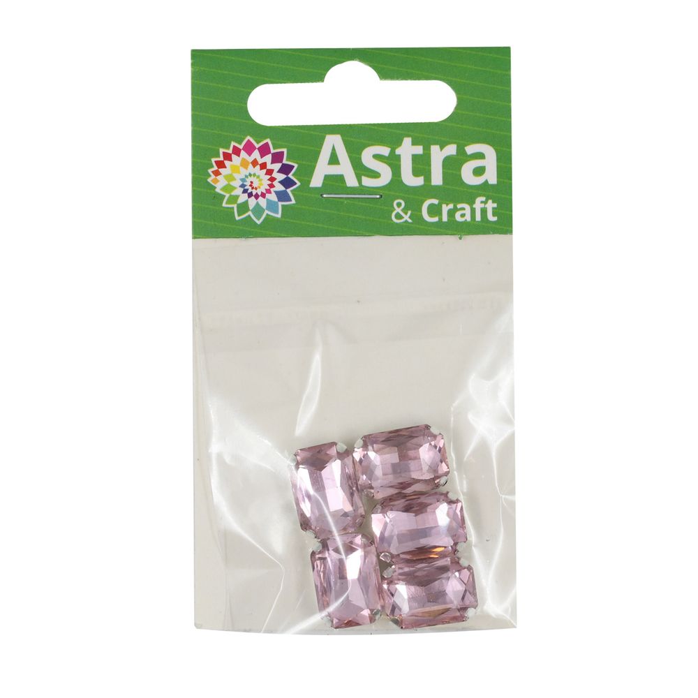Хрустальные стразы в цапах прямоугольные (серебро) св.розовый 10х14мм, 5 штук Astra&Craft, ПЦ005НН1014
