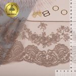 Кружево на сетке с матовой нитью жесткое, 130 мм, диз. 170, цв.N4815 кофе уп. 13.71 м, Kruzhevo