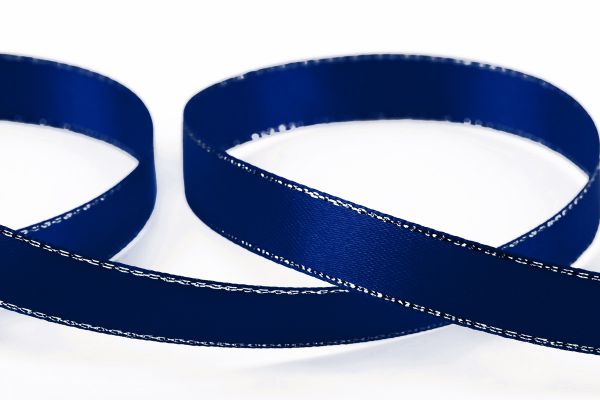 Лента атласная 2-сторонняя с метанитью 12.0 мм / 33±2 метра, №116 синий/серебро, Gamma AL-12M