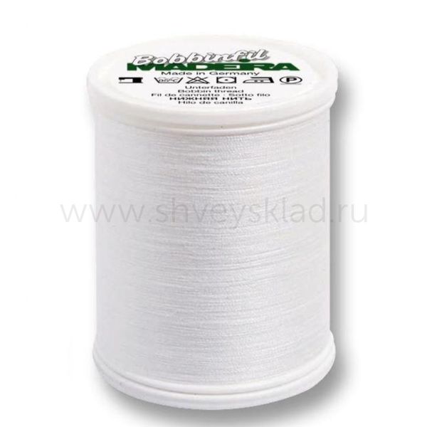 Нитки нижние Madeira Bobbinfil №60 белый (1000м), 9770, 1 катушка