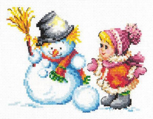 Набор для вышивания нитками Чудесная игла, Зимние забавы 18х12см