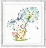 Набор для вышивания нитками Чудесная игла, Зайчик-одуванчик, 12х13 см