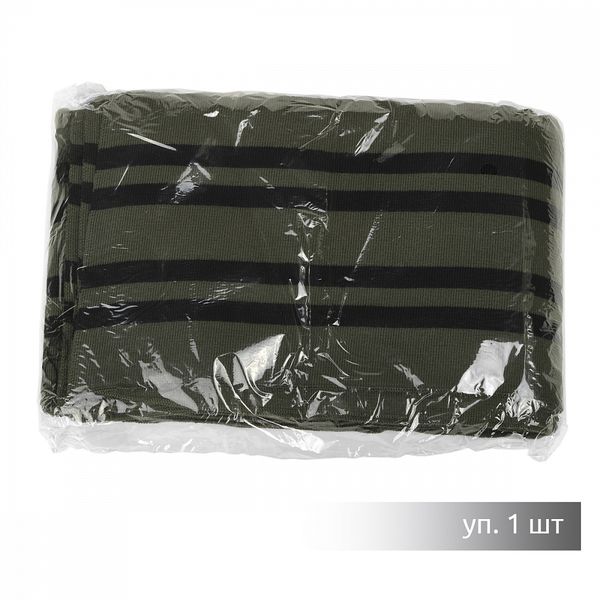 Подвяз (довяз) трикотажный 14.0х100 см, олива с черными полосами, двухслойный, 100% п/э, 1 штука