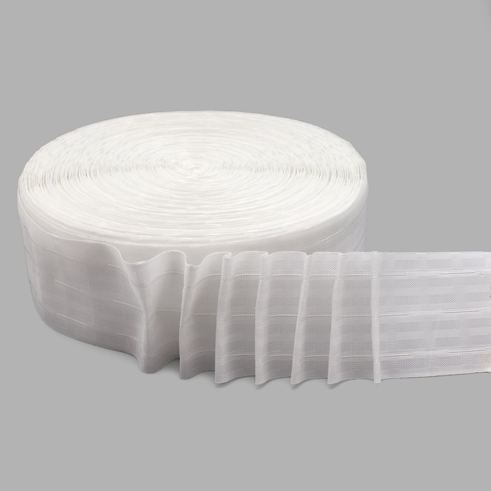 Лента (тесьма) шторная: сборка параллельная (1:2) 80 мм / 100 метров, 544813